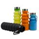 Silicone outdoor sports folding water bottle 560ml food grade silicone logo customized
