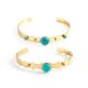 Natural Stone Turquoise 18K Gold Plated Bangles For Women Adjustable