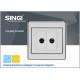 2 Gang TV Socket Mounting Coaxial Outlet Wall Plate Button SPST Square Wall Panel Light Switch