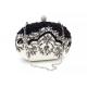 Handmade Beads Embroidered Evening Bag Black And White With Pearl Diamond