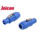 Blue IP65 Waterproof LED Connectors High Refined Copper Contact Retardant Material