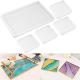 LSY 1Pc Thick Rectangle Tray Mold with 4 Pack Square Coaster Molds, Shiny Flat Edge Coaster Tray Silicone Mold for Resin