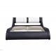 Air Lift Contemporary Velvet Upholstered Bed Faux Leather Curved PU Headboard