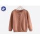 Long Sleeves Girls Cardigan Sweaters Wavy Pointelle Neck Trim Buttons Up Knitwear