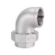 RTS Stainless Steel Gas Union Female Thread 90 Degree Elbow for FF Pipe Fittings