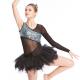 Ballet Dance Competition Costumes V Neckline Glitter Bodice Black Single Sleeve Dress