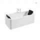 Rectangular 2 Person Soaking Tub Freestanding White Solid Surface Acrylic