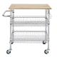 Kitchen Organiser Wooden Top Metal Chrome Basket Shelf Wire Trolley Cart