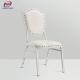 High Grade Rivet Stackable Banquet Chairs White Color Metal Stainless Steel Frame