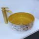 Shinning Gold Crystal Glass Wash Basin Cylindrical Shape Bathroom Vessel Sinks