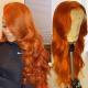 Orange Ginger Human Hair Loose Wave Customized Lace Front Wigs
