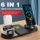 Rotating 6 In 1 Wireless Charging Station 5V 2A Multi Device Charger For Apple IPhone