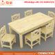 High quality early childhood classroom furniture supplies kids wooden 6 seats rectangle table