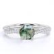 Round Natural Druzy Moss Green Agate And Moissanite Pave Twisted Infinity Engagement Ring
