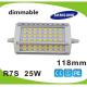 Dimmable 25W 118mm led R7S lamp Samsung SMD5630 LED source replace 250w halogen lamp AC85-265V
