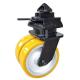 12 Inch PU Yellow Container Casters Wheel With Brake
