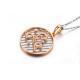 New Design 18K Rose Gold White Gold Two Tone  Round Charm Necklace  (GDN006)