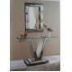 Unique V Style Narrow Mirrored Console Table With Match Wall Mirror