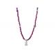 Purple Heart Shaped Gemstone Necklaces / Long Chain Necklace With Pendant