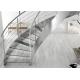 Prima Construction Modern Curved Staircase , Curved Glass Stairs with Round Post Glass Railing