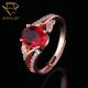 Pave Setting Personalized Silver Ring Blood Ruby Stone