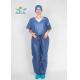 Round Collar Disposable Protective Scrub Suit With Pants For Patient Breathable