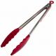 Premium Heat resistant Silicone Stainless Steel Kitchen Tongs 12-Inch Non-Stick eco-Friendly  Red Bbq Serving Utensil