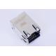 0826-1L1T-57-F PoE Magnetic RJ45 Jack , G/GY Tab Down Single Port Stacked RJ45 Magjack