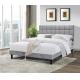Grey Fabric King Size Upholstered Bed Frame High Headboard With Small Metal Ball