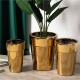 Hot Sale Indoor Outdoor Decoration Cylinder Plant Pots Handmade Gold Tall Large Size Ceramic Flower Pots For Home Decor