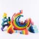 Baby 15cm Bridge Wooden Building Blocks Toy Nesting Rainbow Block Set