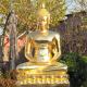 Cast Gold Leaf Bronze Buddha Statue 1M High In Wat Pak Nam / Bangkok
