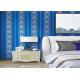 Blue Italian Embossed Vinyl Removable Wallpaper Decorated For Bedroom