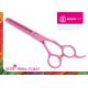 Pink Teflon Coating Convex-edge 56-57HRC Stainless Steel Hair Thinning Scissors