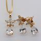 Luxury zircon Crystal Necklace Earrings Ring Jewelry Sets 18K Real Gold Plated