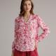 Standard Fit Linen V Neck Blouse Yarn Dyed Woven Long Sleeve Shirt Womens