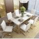 Stainless Steel Base Tempered Glass Marble Dining Table 6 chairs
