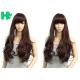 Brown Color Rose Intranet Long Curly Wigs Synthetic Hair 250% Density
