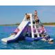 0.9mm Plato Blue / White Blow Up Water Toy Floating Aqua Slide For Water Park With CE