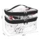 White Marble Double Layer Travel PU Leather Cosmetic Cases