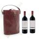 Custom Double PU Leather Red Wine Bottle Boxes Gift Packaging With Handle