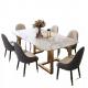 Square Faux Marble Dining Table 6 Chairs Light Luxury Style For Home Furniture