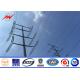 100KV Electric Transmission Line Steel Galvanized Pole , Electrical Power Poles