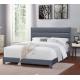 Modern Queen Size Upholstered Platform Bed With Adjustable Height Headboard