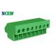 Green Color 3.81mm Pitch Plug In Terminal Block Female Parts 300V 10A