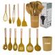 Non-stick Cooking Tools 12pcs Silicon Kitchen Utensil Set with Bucket and Wood Handle