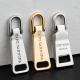Non Lock Slider Type Gold Bag Zip Pulls with Custom Engraved Logo and Silver Puller