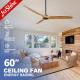 5 Speeds Control Solid Wood Ceiling Fan 60 Inch For Decorative