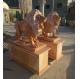 Garden decoration Stone walking lions pink marble animal sculpture,stone carving supplier