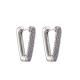 Rhinestone Sterling Silver Huggie Earrings Clip Diamond Letter V Earring